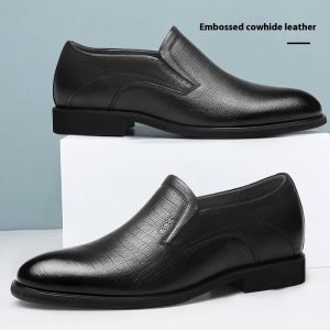 Invisible Height Increasing Insole 8cm Business Slip-on Leather Shoes