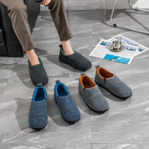 Solid Color Bag Heel Men's Cotton Slippers Rubber Sole Warm Shoes